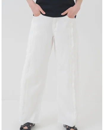 Blugi relaxed fit de bumbac, Alb murdar