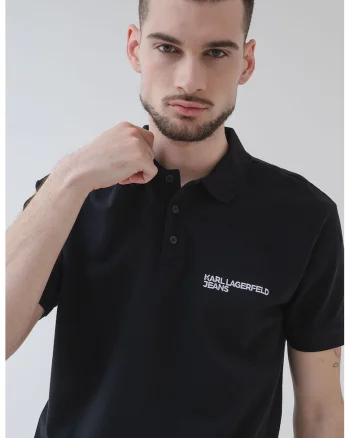 Tricou polo de bumbac cu logo, Alb/Negru