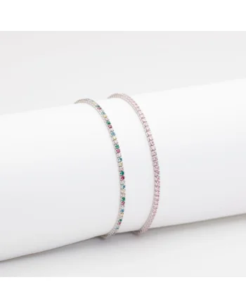 Set 2 Bratari Tennis Argint Rosa