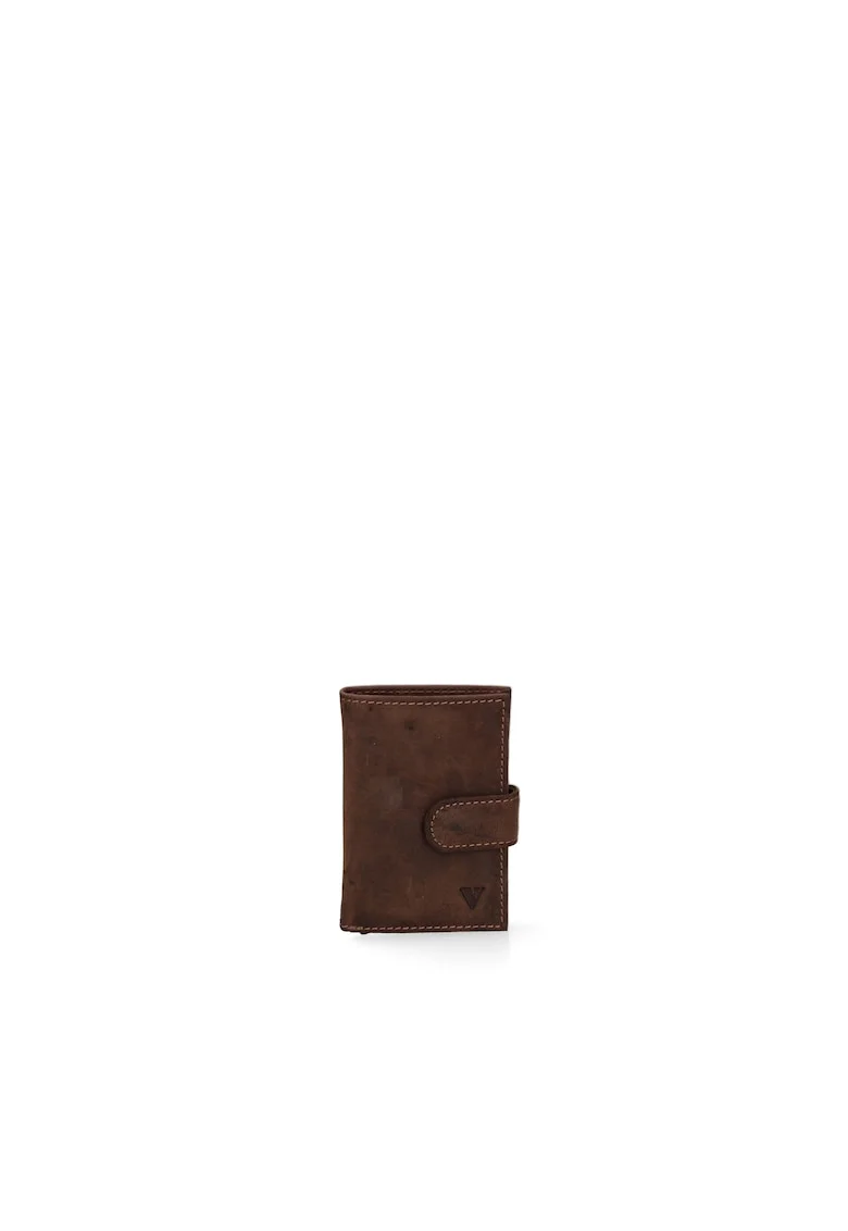 Portofel de piele cu portcart, Maro taupe