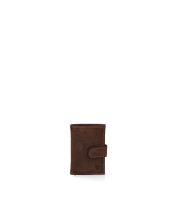 Portofel de piele cu portcart, Maro taupe