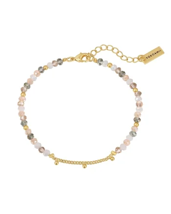Bratara placata cu aur de 14K decorata cu perle sintetice, Auriu