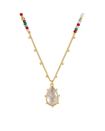 Colier placat cu aur de14K cu quartz si zirconia, Auriu