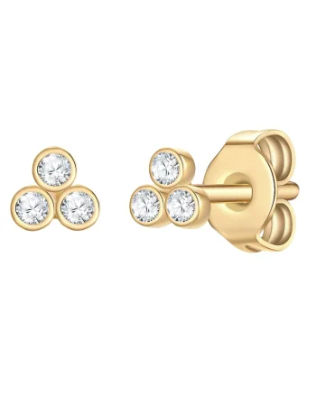 Cerceri cu tija, placata cu aur de 14K, cu zirconia, Auriu