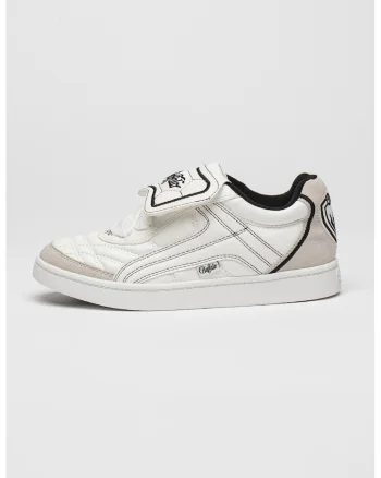 Pantofi sport cu logo si velcro, Negru/Maro taupe deschis/Alb murdar