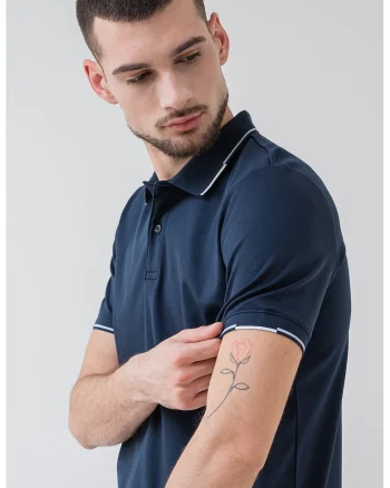 Tricou polo de bumbac organic, Bleumarin