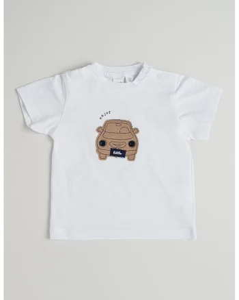 Tricou din bumbac cu imprimeu grafic, Alb optic