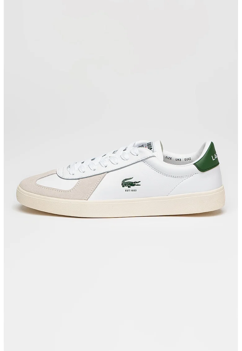 Pantofi sport din piele si piele intoarsa Baseshot Pro, Alb optic/Verde feriga/Crem