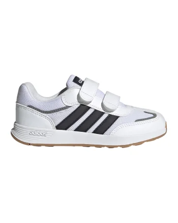Pantofi sport Tensaur din piele ecologica si plasa, cu velcro, Alb/Negru