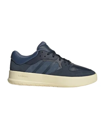 Pantofi sport din piele cu garnituri din piele intoarsa Court 24, Albastru prafuit/Crem