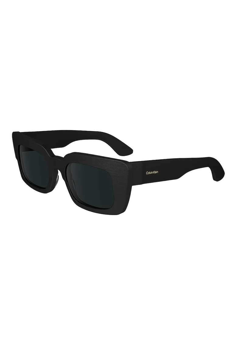 Ochelari de soare dreptunghiulari cu logo, Negru