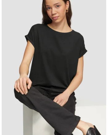 Tricou uni din amestec de lyocell, Negru