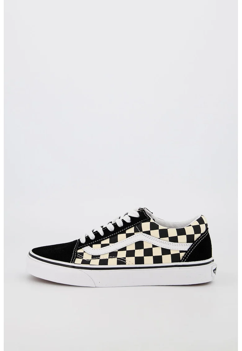 Tenisi unisex in carouri cu garnituri de piele intoarsa Old Skool