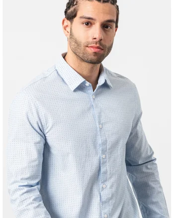 Camasa cu model si guler clasic, Albastru pastel