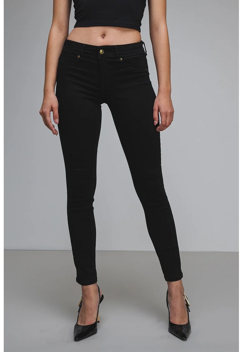 Blugi skinny cu talie medie, Negru
