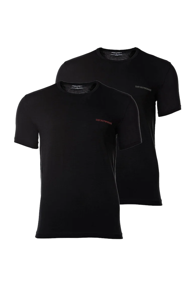 Set de tricouri cu detaliu logo - 2 piese, Negru