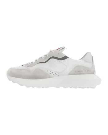 Pantofi sport cu garnituri de piele intoarsa, Alb murdar/Bej deschis