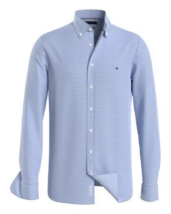 Camasa slim fit cu model, Albastru lavanda