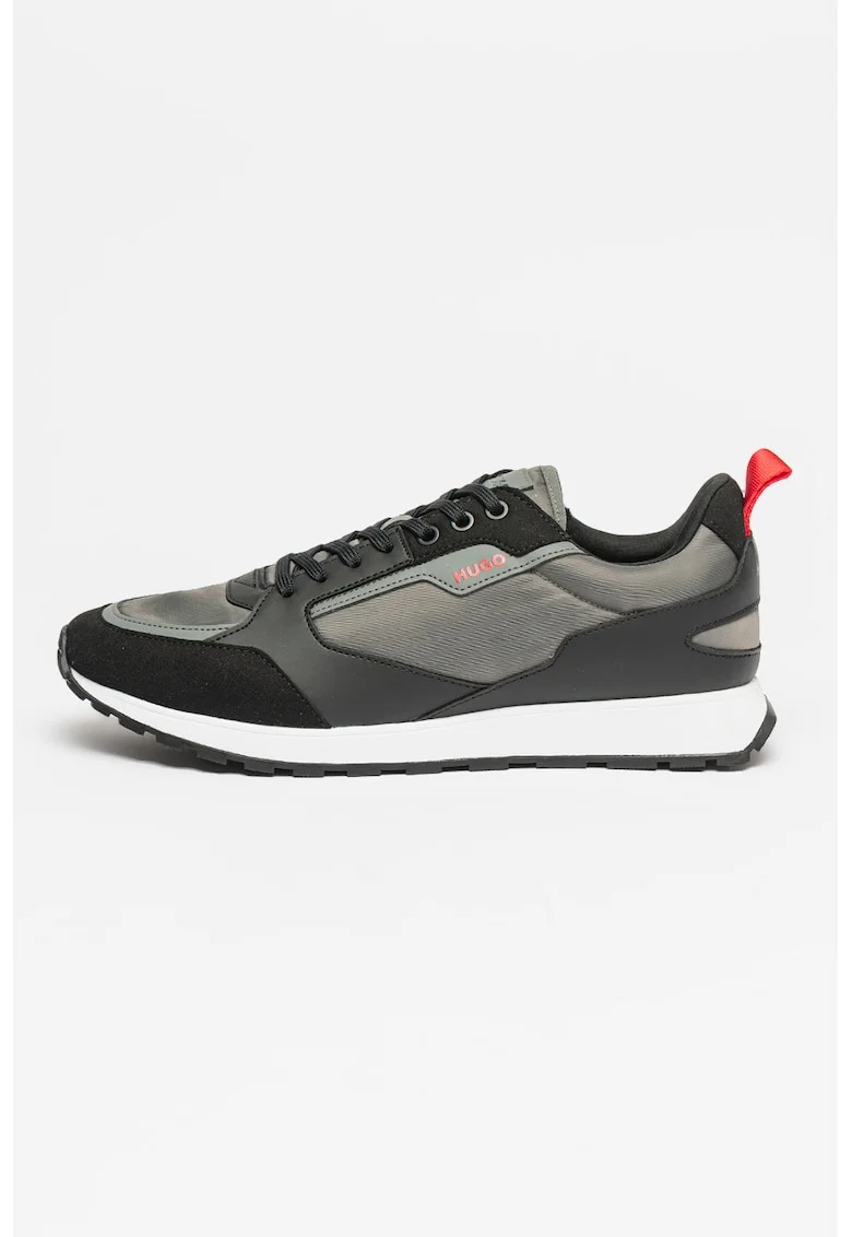 Pantofi sport cu insertii din material textil Icelin Runn, Negru stins/Alb optic/Gri inchis