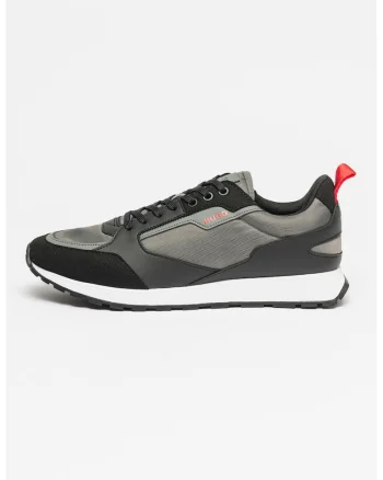 Pantofi sport cu insertii din material textil Icelin Runn, Negru stins/Alb optic/Gri inchis