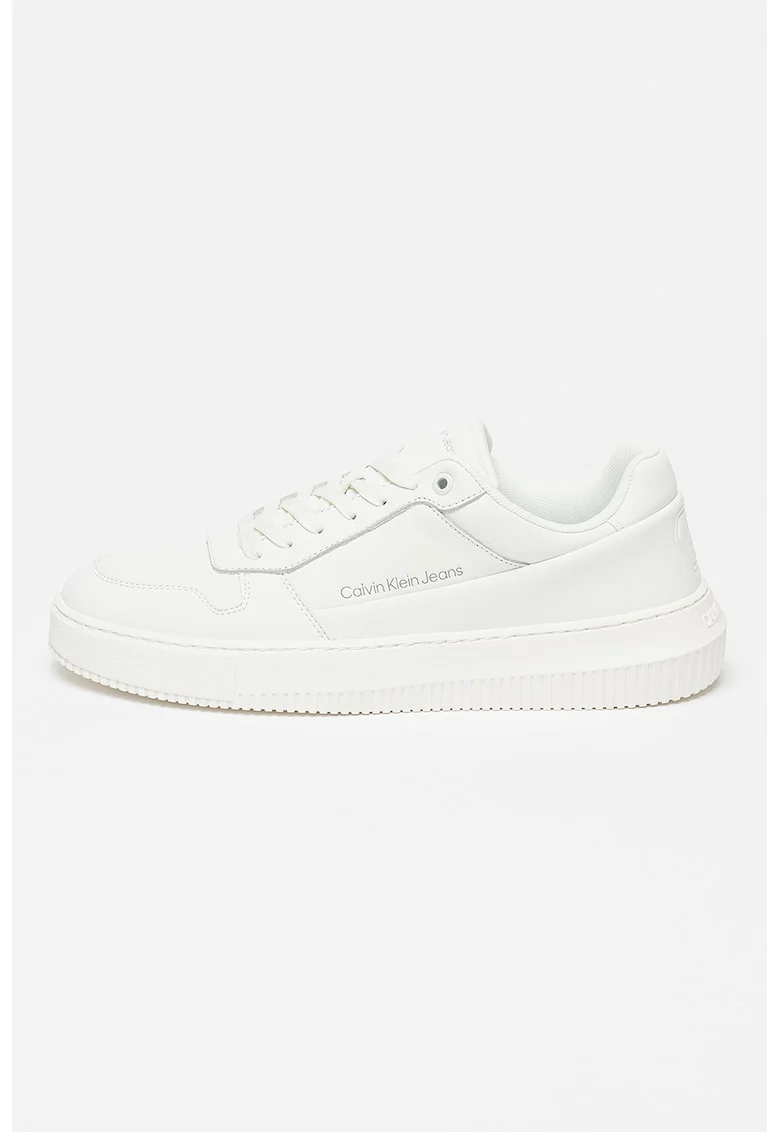 Pantofi sport low-cut de piele ecologica, Alb