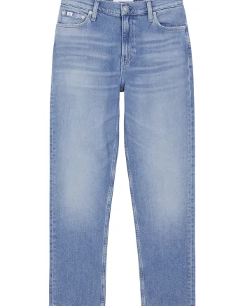 Blugi capri mom fit, Albastru deschis