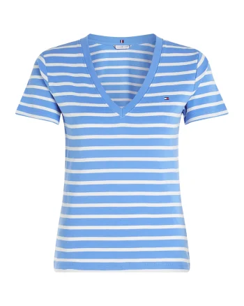 Tricou slim fit cu decolteu in V Cody, Albastru deschis