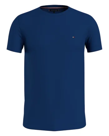 Tricou slim fit cu decolteu la baza gatului, Albastru inchis
