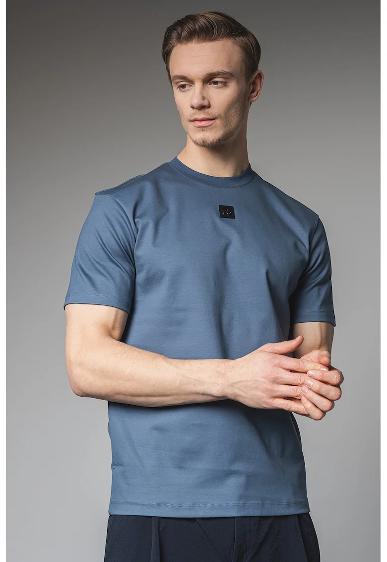 Tricou de bumbac cu decolteu la baza gatului Dalile, Gri carbune