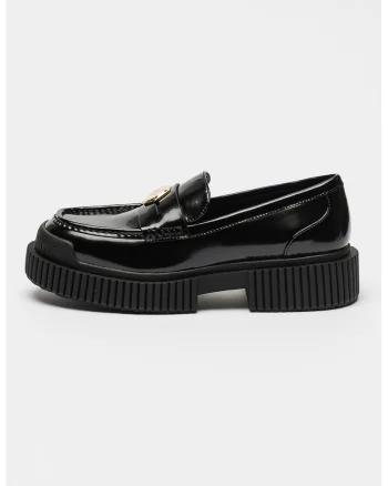 Pantofi loafer de piele lacuita, Negru