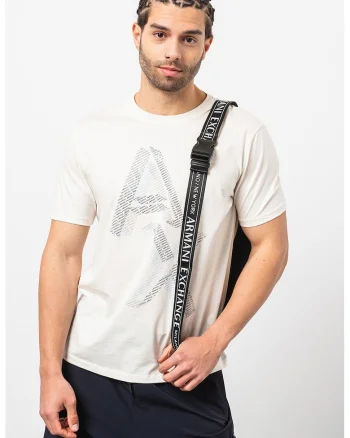 Tricou cu logo supradimensionat, Alb murdar