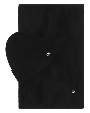 Set de caciula si fular din amestec de lana - 2 piese, Negru