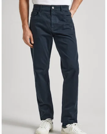 Pantaloni chino din amestec de bumbac, Bleumarin