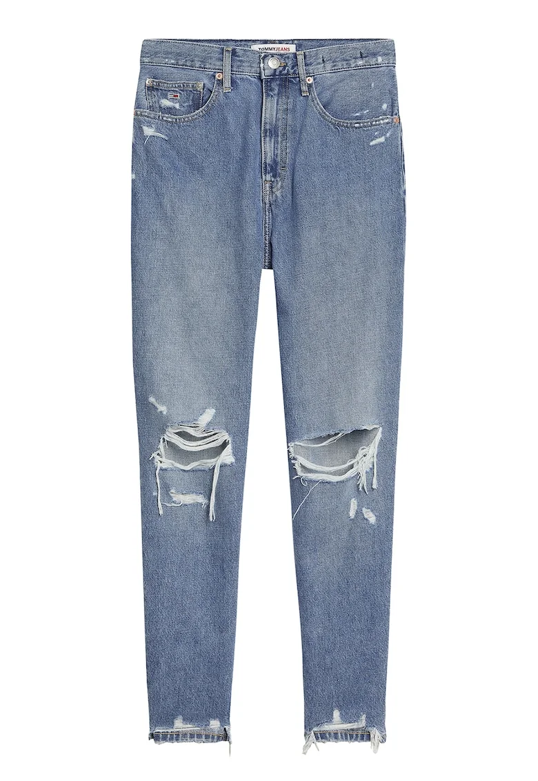 Blugi slim fit cu detalii cu aspect deteriorat, Albastru deschis