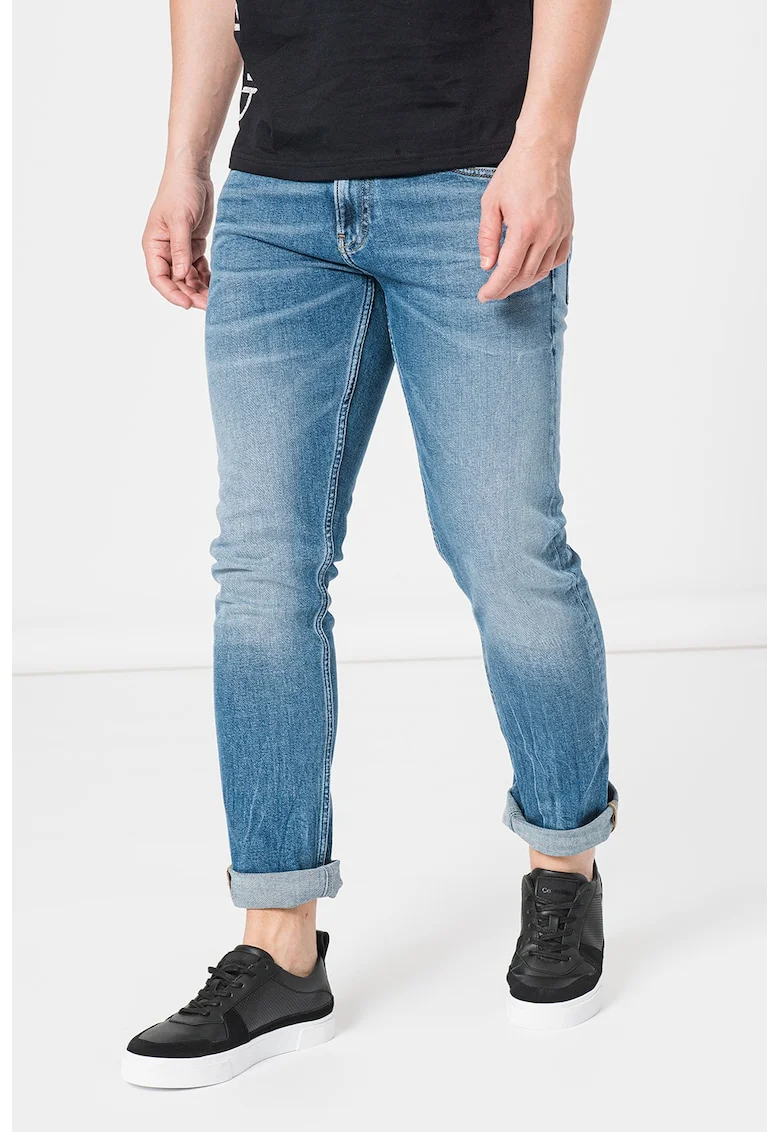 Blugi slim fit cu 5 buzunare, Albastru inchis