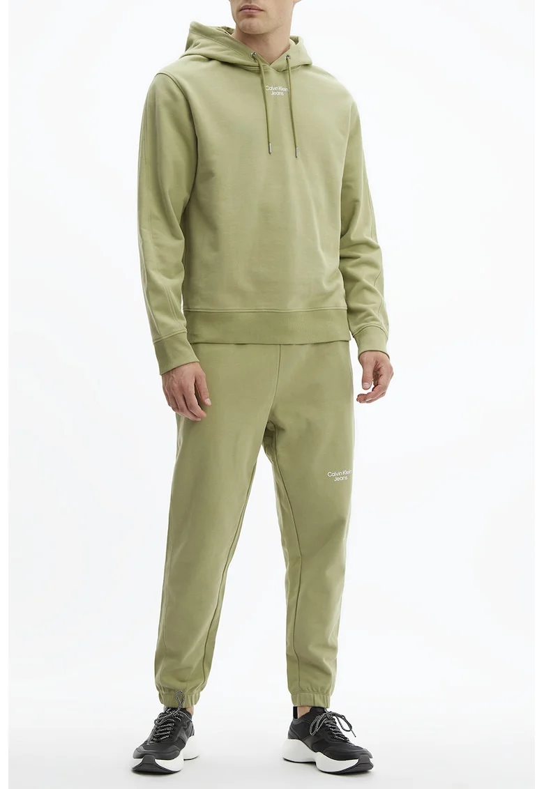Pantaloni sport de bumbac cu buzunare laterale, Kaki