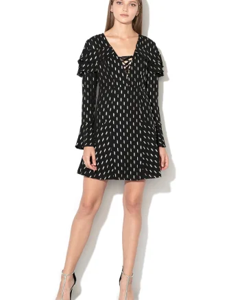 Rochie lejera cu imprimeu, Negru/Argintiu