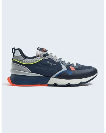 Pantofi sport cu logo, Gri cenusiu/Bleumarin