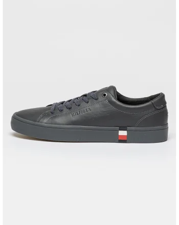 Pantofi sport de piele cu sireturi, Gri inchis