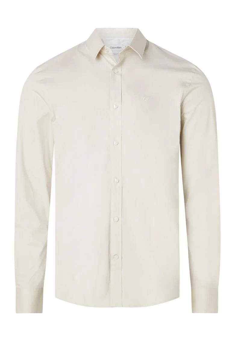 Camasa slim fit din amestec de bumbac organic, Alb fildes