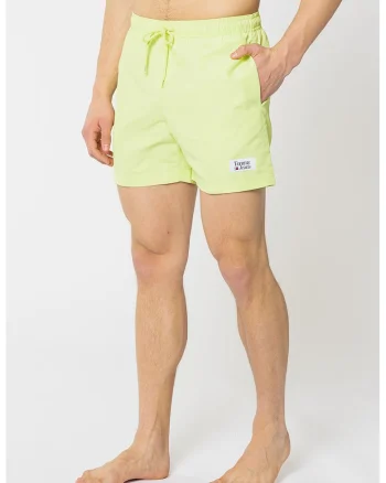 Pantaloni scurti de baie cu aplicatie logo, Verde deschis