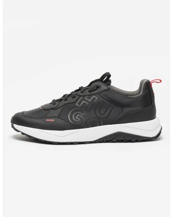 Pantofi sport cu imprimeu logo si insertii din material textil Kane, Negru