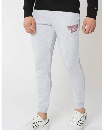 Pantaloni sport slim fit cu talie ajustabila, Gri deschis melange