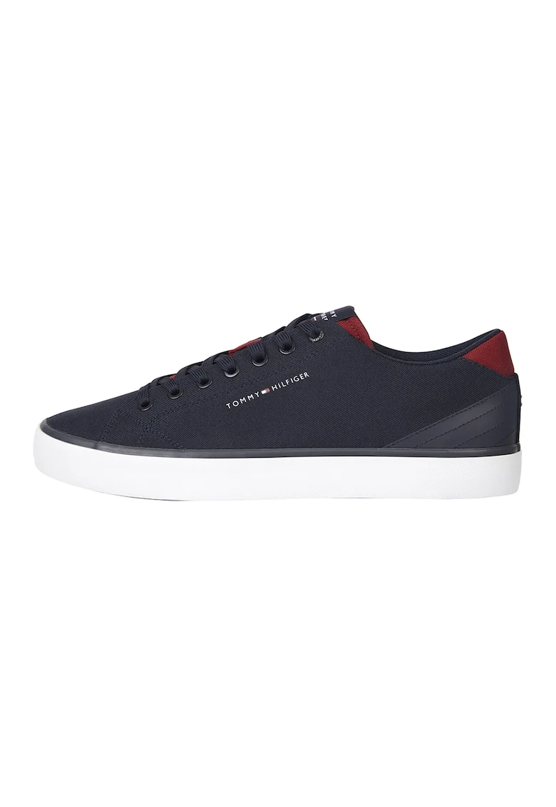 Pantofi sport din panza cu imprimeu logo, Albastru ultramarin