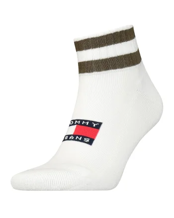 Sosete scurte unisex cu logo, Alb/Kaki