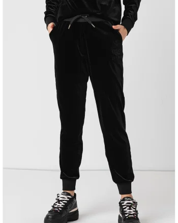 Pantaloni sport crop cu snur, Negru