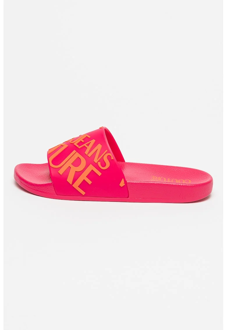 Papuci cu logo, Portocaliu/Fucsia