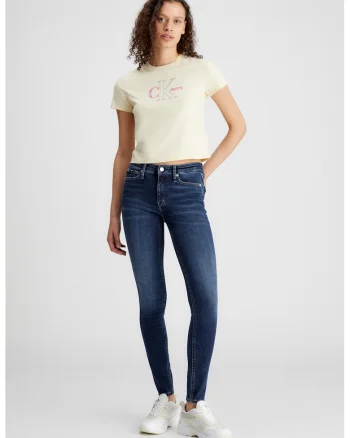 Tricou crop cu logo, Bej