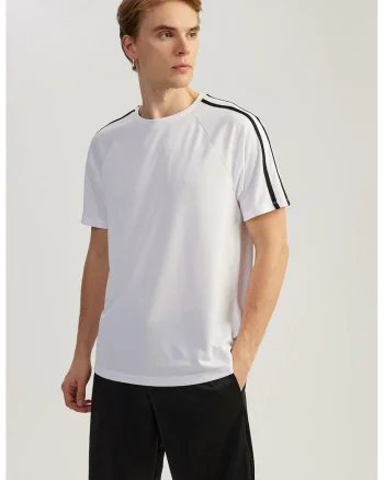 Tricou cu maneci raglan, Negru/Alb optic