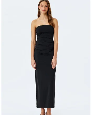 Rochie maxi cu slit lateral, Negru